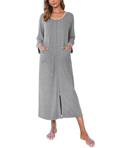 Ekouaer Women's Long House Coat with Pockets S-4XL