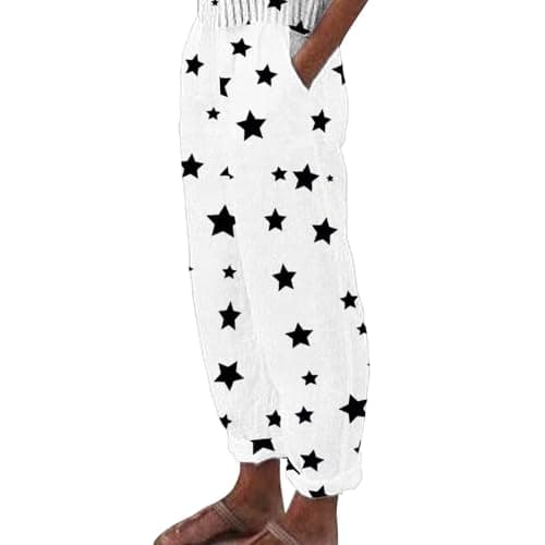 Women's Casual Star Print Linen Pants