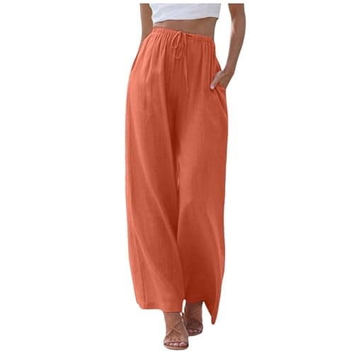 Women's Linen Summer Palazzo Pants with Pockets