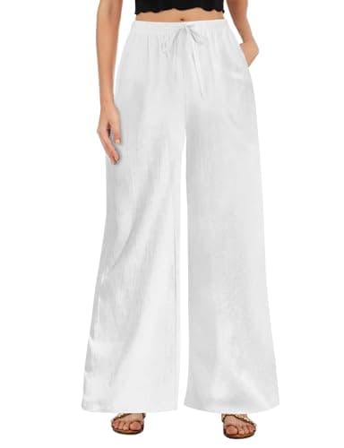 Beauty Plus Size High Waist Flowy Cotton Linen Palazzo Pants