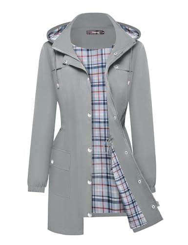 Women's Lightweight Raincoat | S-XXL Plaid Hooded Waterproof:Trench Coat by Bloggerlove