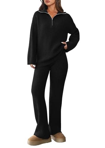 Prett ygarden Women's Winter 2PC Sweater Set Sweatshirt & Wide Leg Pants