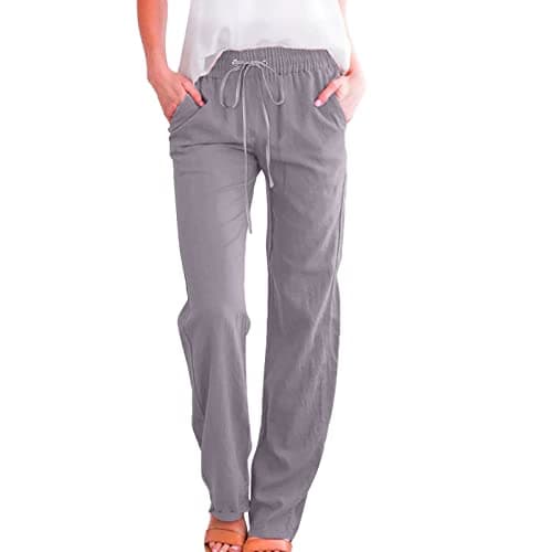 Casual Women's Lightweight Cotton Linen Drawstring Pants
