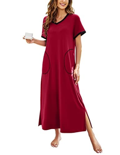 Ekouaer Women's Full-Length Short Sleeve Nightgown