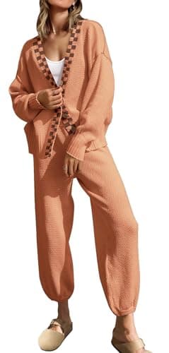 SAUKOLE Women's Oversized Knit Sweater & Matching Long Pants Set