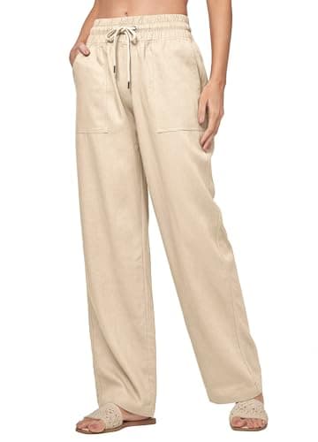 Willit Women's Linen Pants Wide Leg Casual Palazzo Summer Pants with Pockets
