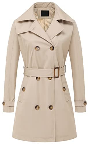 Chrisuno Women's Mid-Length Double Breasted Trench Coat with Hood