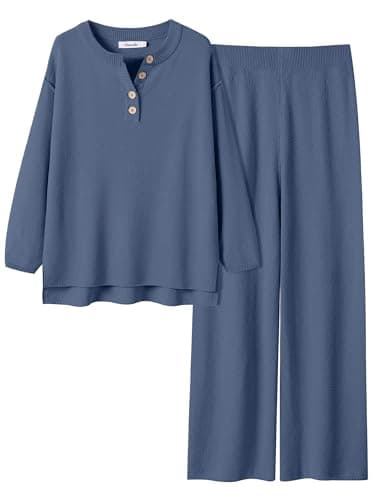 ANRABESS Women Oversized Waffle Knit Sweater Lounge Set 2025 Fall Trends