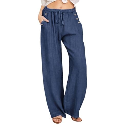 Nantdog Loose Summer Palazzo Pants with Pockets Plus Size
