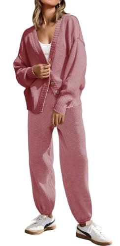SAUKOLE Women's Oversized Knit Sweater & Matching Long Pants Set