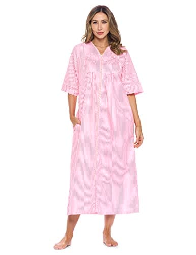 Casual Nights Women's Zip Front Woven House Dress for Night Relax | 3/4 Sleeves Lounger
| Casual Nights Women's Zip Front Woven House Dress | 3/4 Sleeves Long Duster Lounger for Casual Nights
| Casual Nights Women's Zip Front Woven House Dress | 3/4