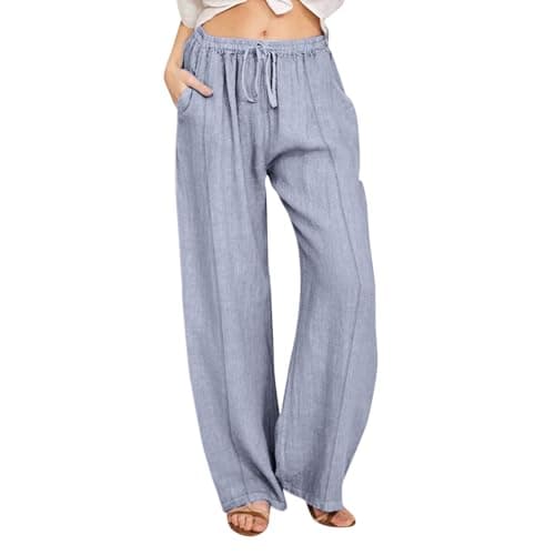 Nantdog Loose Summer Palazzo Pants with Pockets Plus Size