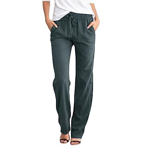 Casual Women's Lightweight Cotton Linen Drawstring Pants
