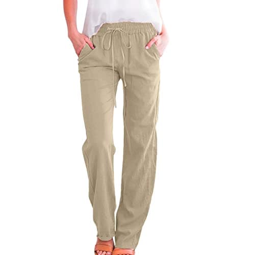 Casual Women's Lightweight Cotton Linen Drawstring Pants