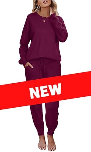 Ekouaer Women's Long Sleeve Knit Pajama Set with Pockets S-XXL