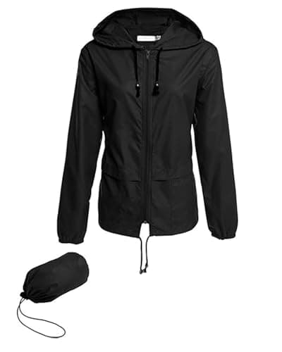 Hount Women's Lightweight Waterproof Hooded Raincoat Packable Outdoor Jacket (S-3XL)
