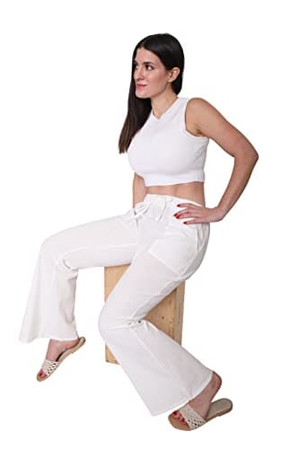 Unlimit Women's Casual Wide Leg Cotton Linen Pants with Elastic Waist & Pockets