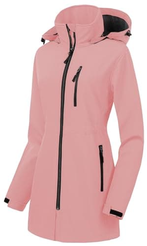 CREATMO Women's Lightweight Waterproof Softshell Jacket Fleece Lined Windbreaker