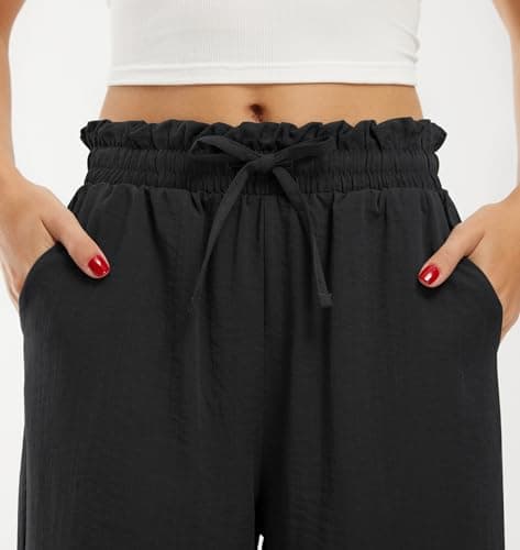 Libin Women's High Waist Wide Leg Imitation Linen Pants