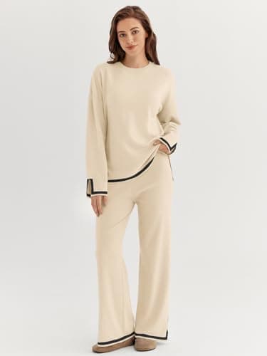 LILLUSORY Women's Fall 2-Piece Lounge Set Sweatsuits Wide Leg Pants