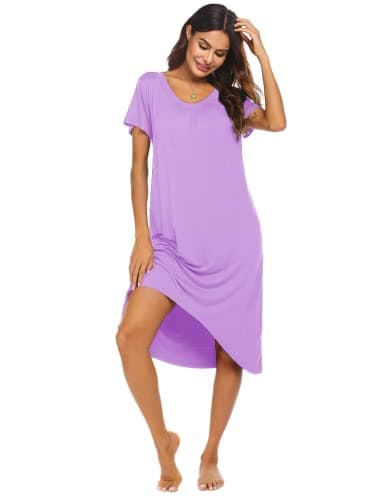 Ekouaer Comfy Plus Size Womens Short Sleeve Sleepwear S-3XL