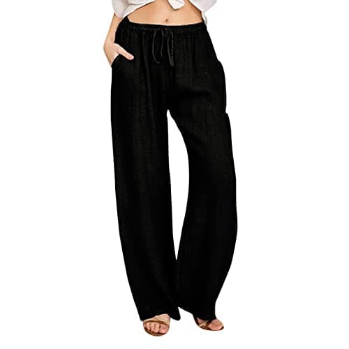 Nantdog Loose Summer Palazzo Pants with Pockets Plus Size