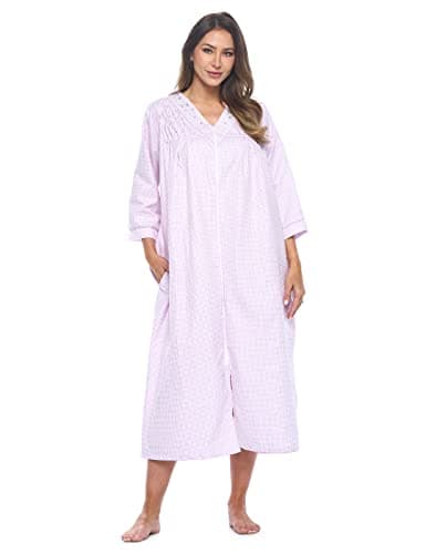 Casual Nights Women's Zip Front Woven House Dress for Night Relax | 3/4 Sleeves Lounger
| Casual Nights Women's Zip Front Woven House Dress | 3/4 Sleeves Long Duster Lounger for Casual Nights
| Casual Nights Women's Zip Front Woven House Dress | 3/4