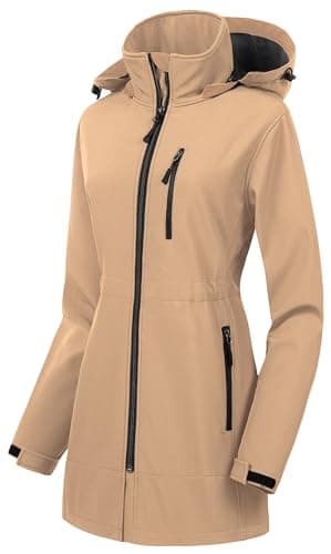 CREATMO Women's Lightweight Waterproof Softshell Jacket Fleece Lined Windbreaker