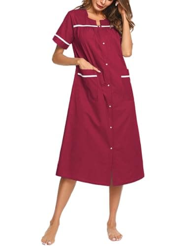 Ekouaer Women's Short Sleeve Housecoat with Pockets
