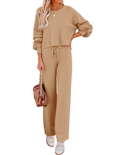 Ekouaer Women's Cozy Long Sleeve Knit Lounge Set
