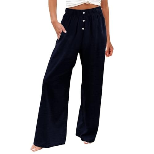 Women's Casual High Waisted Wide Leg Linen Pants