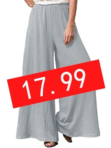 Hisanny Women's Plus Size Wide Leg Linen Palazzo Trousers with Pockets L, 5XL