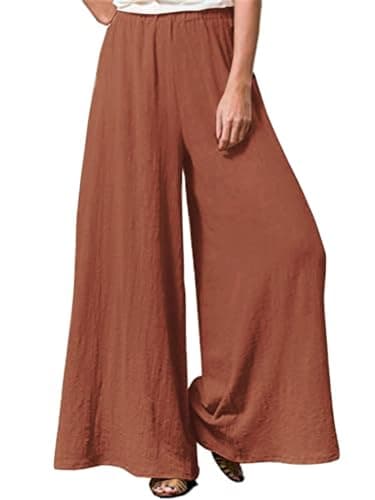 Hisanny Women's Plus Size Wide Leg Linen Palazzo Trousers with Pockets L, 5XL