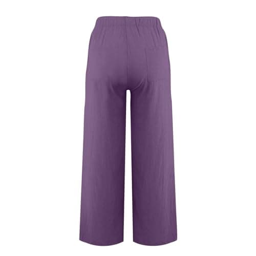 Nantdog Women's Summer Loose Linen Palazzo Trousers with Pockets