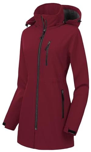 CREATMO Women's Lightweight Waterproof Softshell Jacket Fleece Lined Windbreaker
