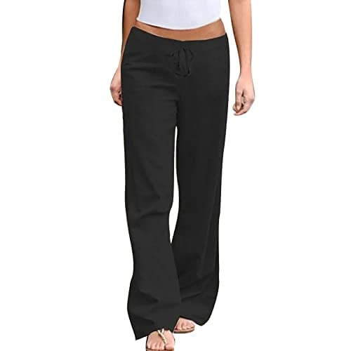 Women's Cotton Linen Wide Leg Palazzo Pants