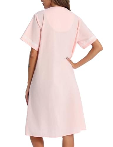 Vslarh 100% Cotton Women's Short Sleeve Nightgown with Pockets