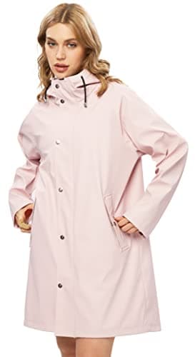 UNIQUEBELLA Women's Waterproof Long Hooded Raincoat