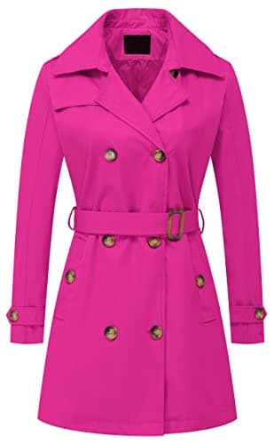 Chrisuno Women's Mid-Length Double Breasted Trench Coat with Hood