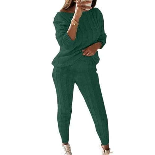 Wankang Women's Fall Cable Knit Set Plus Size Tracksuit Loungewear