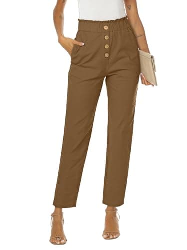 NIMIN High-Waisted Elastic Cropped Paper Bag Pants with Pockets