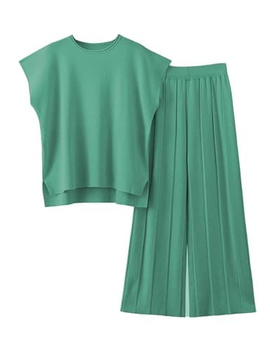 VATEAMI Women's High Waist Wide Leg Pullover Sweater Set