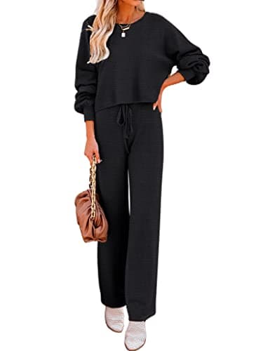 Ekouaer Women's Cozy Long Sleeve Knit Lounge Set