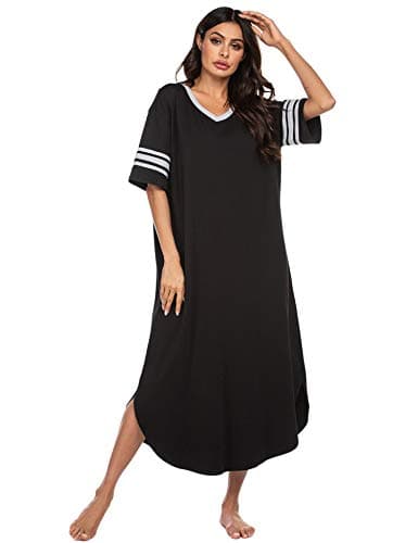 Refined Title: Ekouaer Women's V Neck Nightgown, Oversized Loose Sleepwear Dress