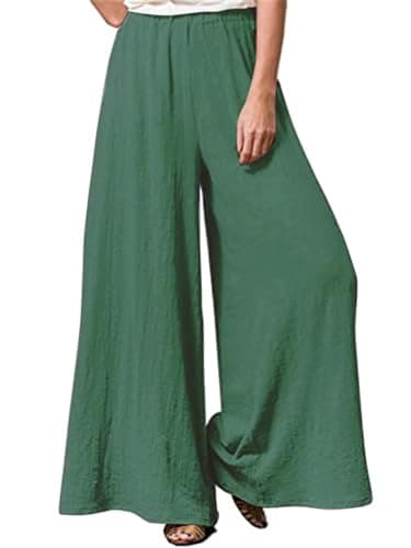 Hisanny Women's Plus Size Wide Leg Linen Palazzo Trousers with Pockets L, 5XL