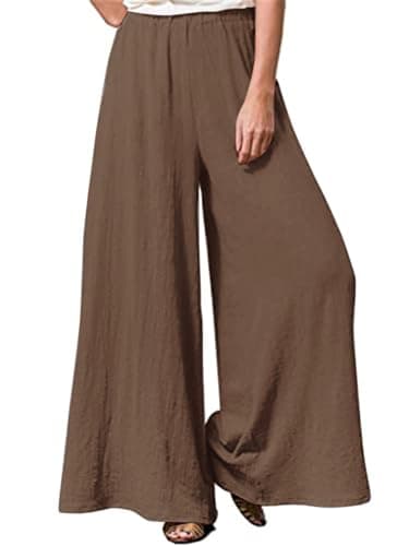 Hisanny Women's Plus Size Wide Leg Linen Palazzo Trousers with Pockets L, 5XL