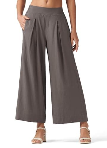 Willit Women's Linen Wide Leg Palazzo Pants with Pockets Summer Beach Casual