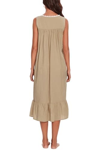 AVIIER 100% Cotton Sleeveless Nightgowns for Women with Pockets