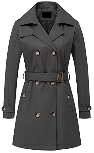 Chrisuno Women's Mid-Length Double Breasted Trench Coat with Hood