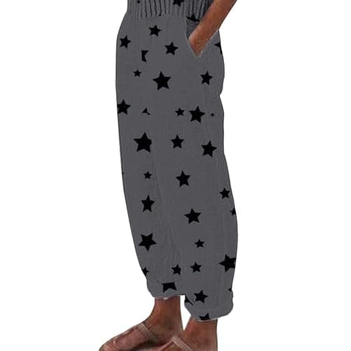 Women's Casual Star Print Linen Pants
